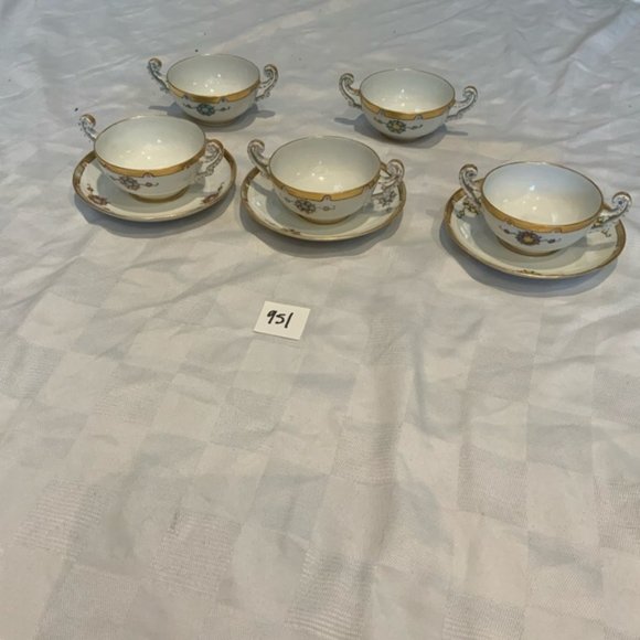 Vintage B & Co hand painted teacups and saucers